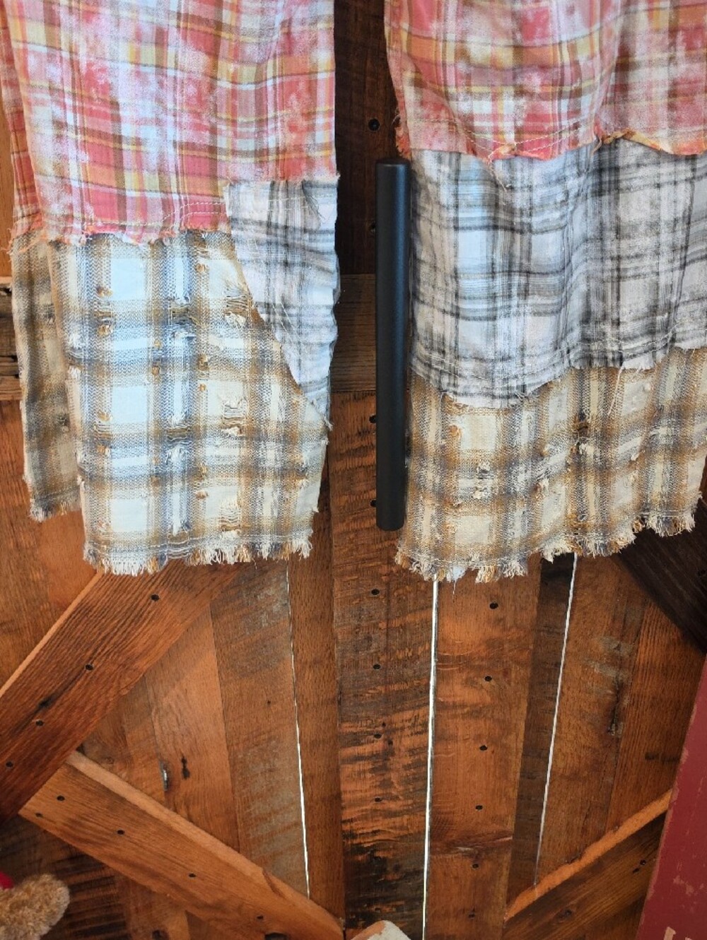 121p POL Patchwork Flare Jeans in Blue Denim with Plaid Panels - Picture 10 of 10